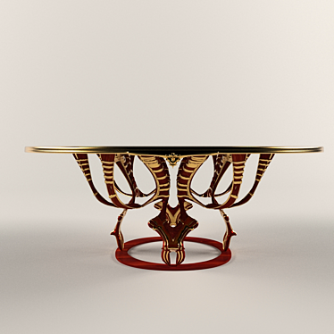 Elegant Gilded Wooden Table 3D model image 1 