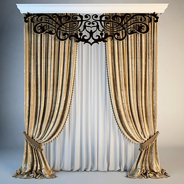 Elegant Lace Curtain 3D model image 1 