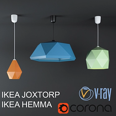 Colorful Hanging Lamp Shades - Ikea Yukstorp 3D model image 1 