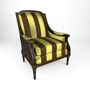 Elegant Wood and Fabric Armchair 3D model image 1 