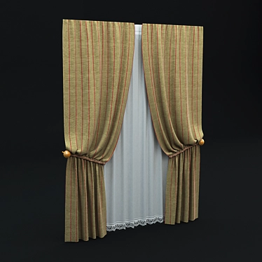 Elegant Tulle Curtains 3D model image 1 