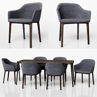 Elegant Softshell Four-Leg Chair 3D model image 1 