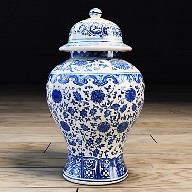 Elegant Chinese Blue Porcelain Vase 3D model image 1 