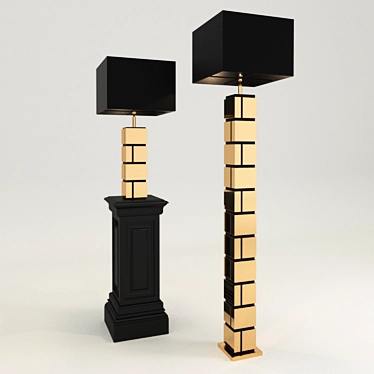 1. Reynaud Table Lamp - Polished Brass & Black Shade
2. Reynaud Floor Lamp - Polished Brass & Black 3D model image 1 