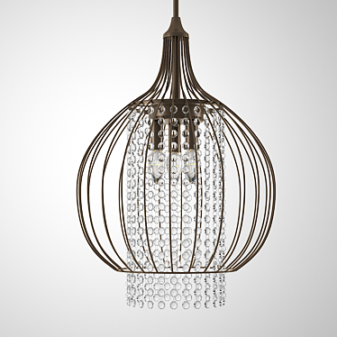 Elegant Bronze Crystal Chandelier 3D model image 1 