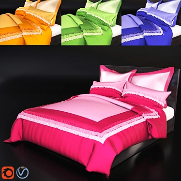 4-Piece Bed Linen Set in 4 Colors 3D model image 1 