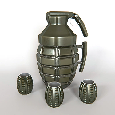 Grenade Mug Set: 3 Shot Glasses 3D model image 1 