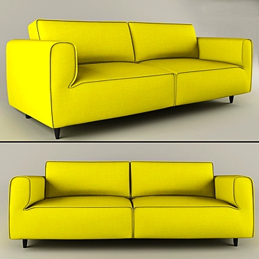 Modern Designer Sofa | 2-Seater with Armrests 3D model image 1 