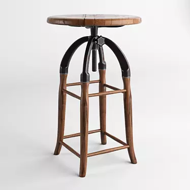 Vintage Industrial Adjustable Drafting Stool 3D model image 1 