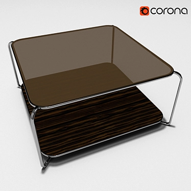 Chrome Elegance: Glass-top Magazine Table 3D model image 1 