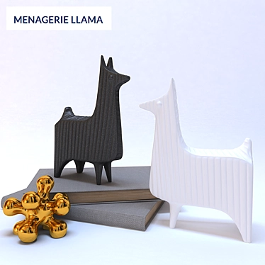 Playful Menagerie Llama: A Quirky Stoneware Ornament 3D model image 1 
