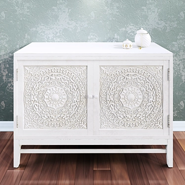 Elegant Lace Carved Dresser 3D model image 1 