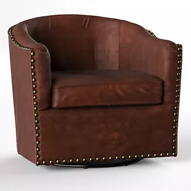 Title: Harlow Leather Swivel Armchair | Pottery Barn 3D model image 1 