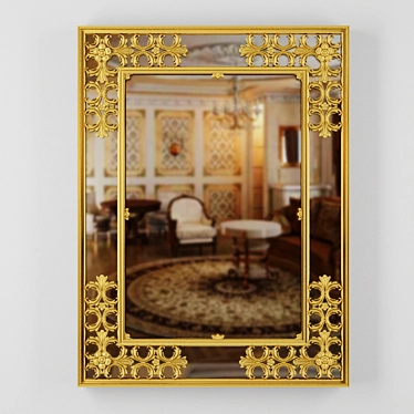 Golden Classic Rectangular Mirror 3D model image 1 