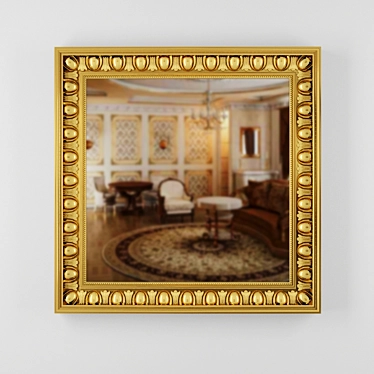Golden Classic Patterned Mirrors 3D model image 1 