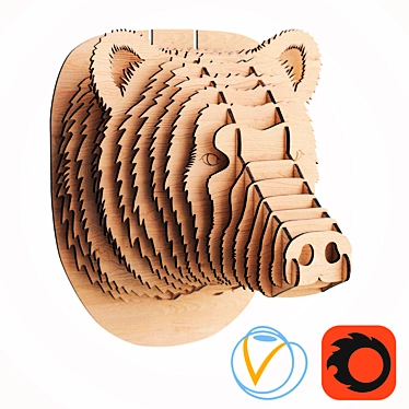 Rustic Bear Head Decor 3D model image 1 