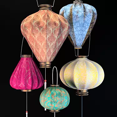 Title: Silk Charm Chinese Lanterns 3D model image 1 