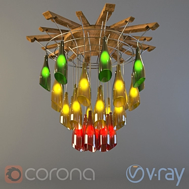 Upcycled Bottle Chandelier 3D model image 1 