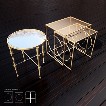 Elegant Zara Home Table Set 3D model image 1 