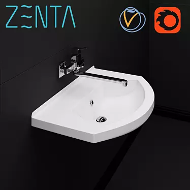 Modern Ceramic Sink & Faucet Set 3D model image 1 