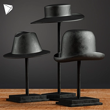 Vintage Hat Molds: Bowler, Fedora and Gaucho 3D model image 1 