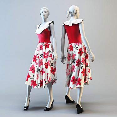 Floral Spring Dress 3D model image 1 