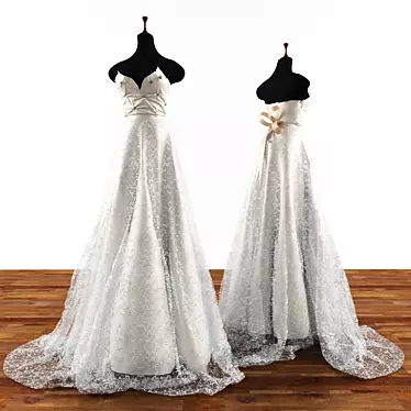 Crystal Lace Wedding Gown 3D model image 1 