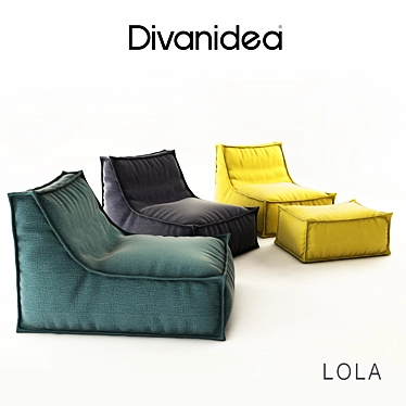 Elegant Lola Armchair and Pouf 3D model image 1 