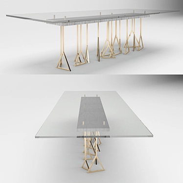 Modern Gold Triangles Dining Table 3D model image 1 