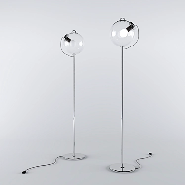 Modern Chrome Glass Floor Lamp 3D model image 1 