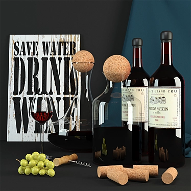 Elegant Wine Decor Set 3D model image 1 