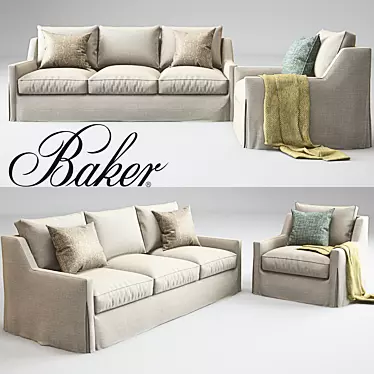 Title: Barbara Barry Tiburon Sofa & Lounge Chair 3D model image 1 