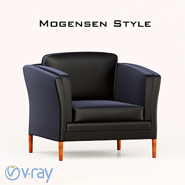 Mogensen Flared Easy Chair - Vintage Nordic Style 3D model image 1 