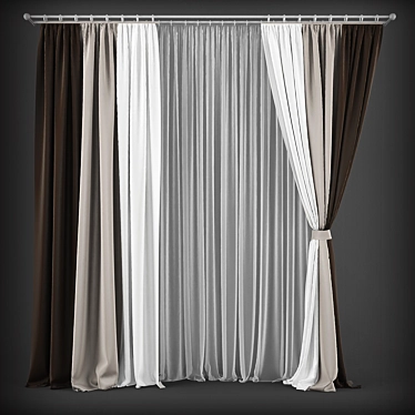 Modern Style Curtains 3D model image 1 