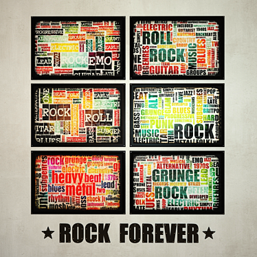 Rock & Roll Posters Set 3D model image 1 