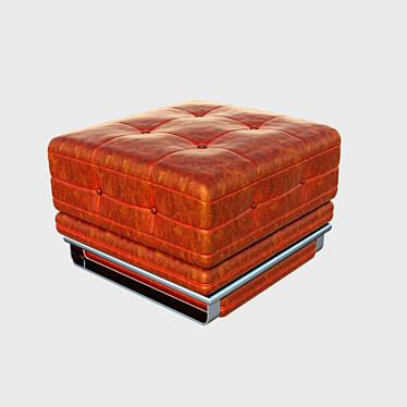 Vintage Leather Pouf with Collapsed Objects 3D model image 1 