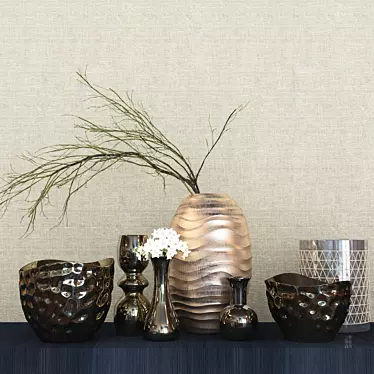 Kelly Hoppen Décor Set | Elegant Vase Composition 3D model image 1 