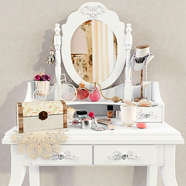 Romantic Shabby Chic Makeup Vanity 3D model image 1 