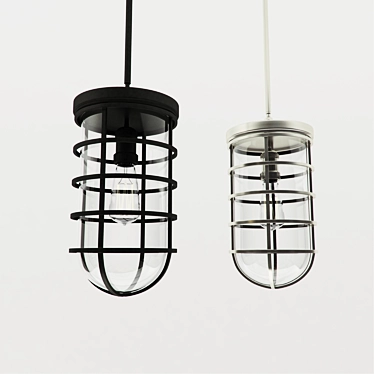 Industrial Retro Suspension Pendant Light 3D model image 1 