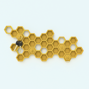 Modern Key Holder with Removable Honeycomb Key Chains 3D model image 1 
