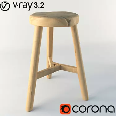 Natural Wood Chair 3D model image 1 