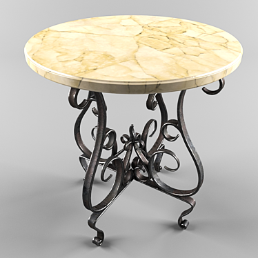 Handcrafted Coffee Table with Elegant Ironwork 3D model image 1 