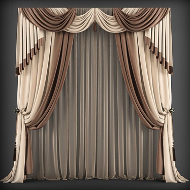 Elegant Classic Style Curtains 3D model image 1 