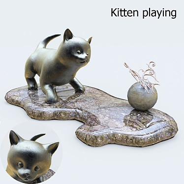 Playful Kitten Statuette 3D model image 1 