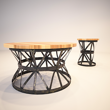 Rustic Barrel Coffee Table 3D model image 1 