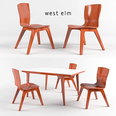 Modern Bentwood Dining Set 3D model image 1 