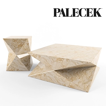 Elegant Triton Stone Side Table 3D model image 1 