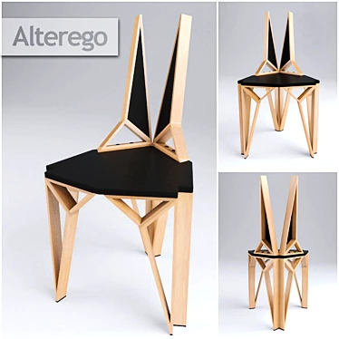 Title: Elegant Geometric Wooden Chair 3D model image 1 