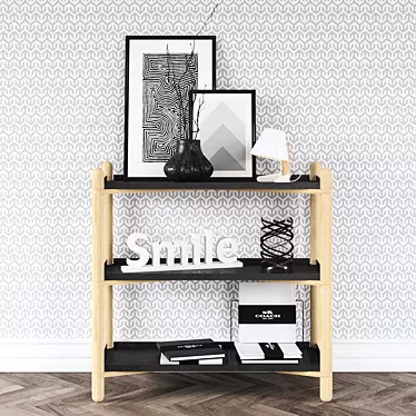 Modern Nightstand Cross Shelf 3D model image 1 