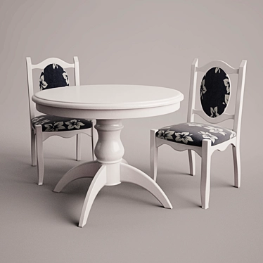 Provencal Round White Dining Table 3D model image 1 